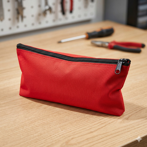 Red nylon zipper pouch - zipper,